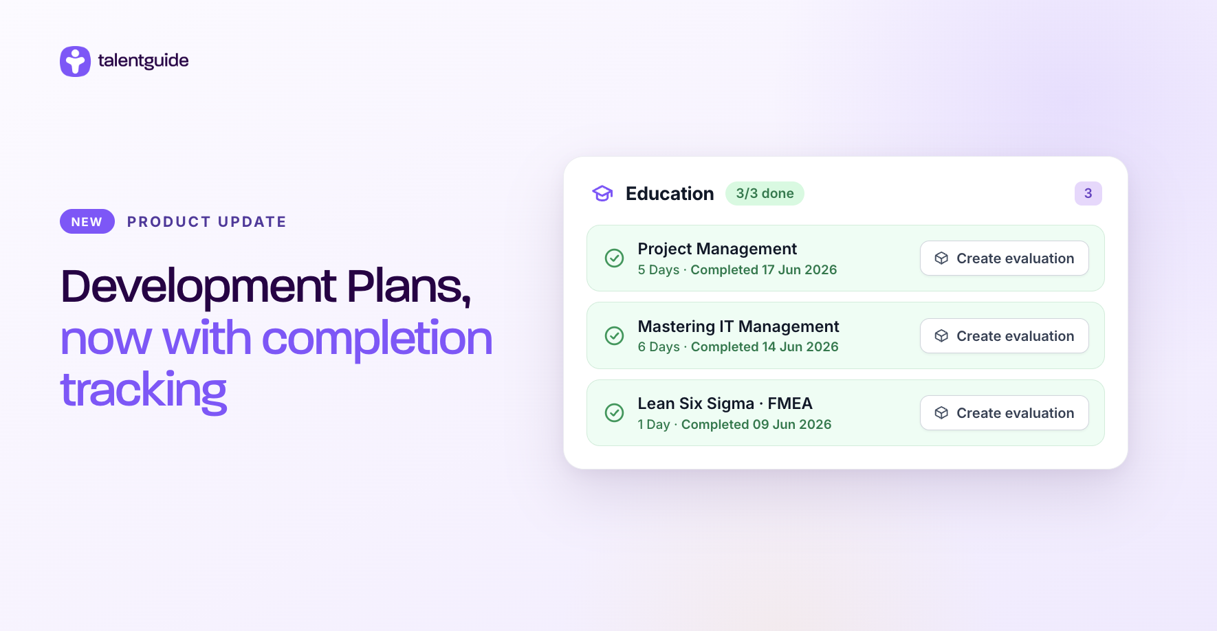 Talentguide Development plan Status Tracking